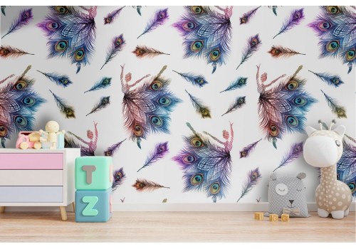 Fantasy ballerina wallpaper decoration for children.