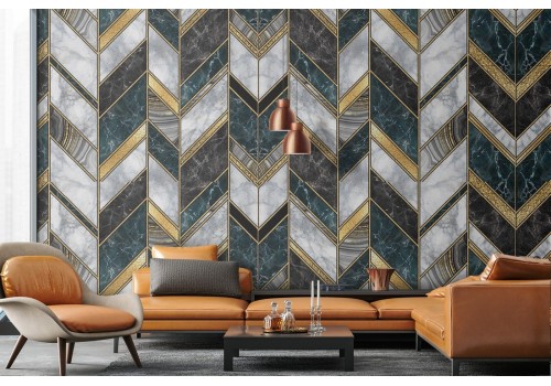 Art Deco Geometric Vintage Wallpaper Pattern.