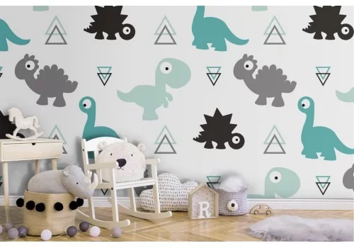 Carta da Parati dinosauri stilizzati pattern bambini.