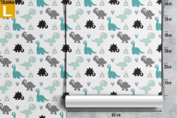 Stylized dinosaur pattern children's wallpaper.