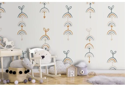 Stylized rainbow wallpaper decoration for children.
