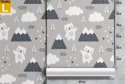 Carta da Parati orsi e montagne stilizzate bambini.