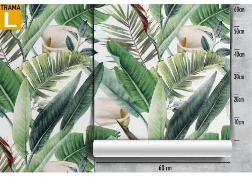 Carta da Parati foglie tropicali verdi pattern natura. 2