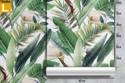 Carta da Parati foglie tropicali verdi pattern natura.