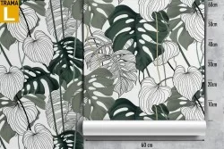 Carta da Parati foglie tropicali stilizzate natura pattern.