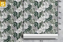 Wallpaper Design and Styles Flora and Fauna Stylized Tropical Nature Leaves