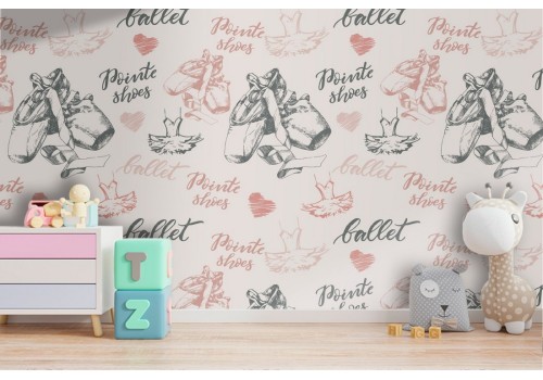 Ballet slipper wallpaper kids decoration.