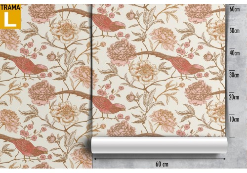 Wallpaper with flowers and birds vintage decoration. 2