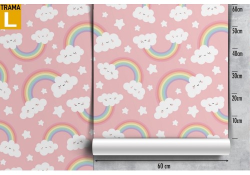 Carta da Parati arcobaleno e nuvole decorazione bambini. 2