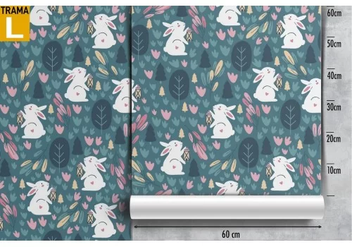 Carta da Parati coniglietti natura pattern bambini. 2