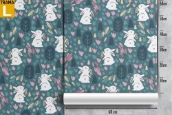 Wallpaper with bunny nature pattern for children.