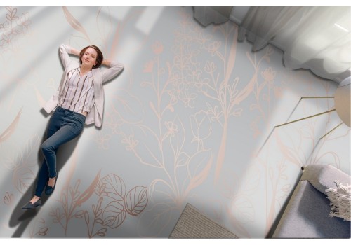 Marble surface wallpaper with flower decorations 2