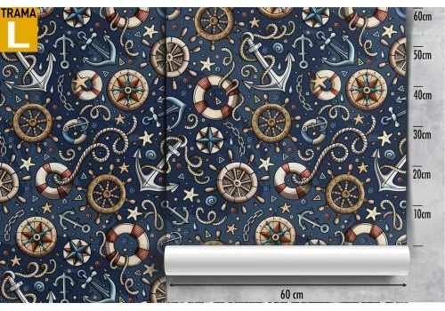 Wallpaper with naval decorations anchors helms. 2