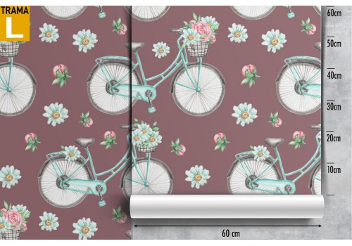Wallpaper decoration flowers and bicycles. 2