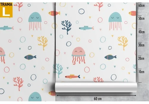 Marine animals fish wallpaper children's decoration. 2