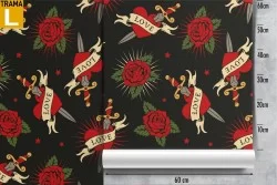 Carta da Parati rose rosse e cuori decorazione LOVE punk.