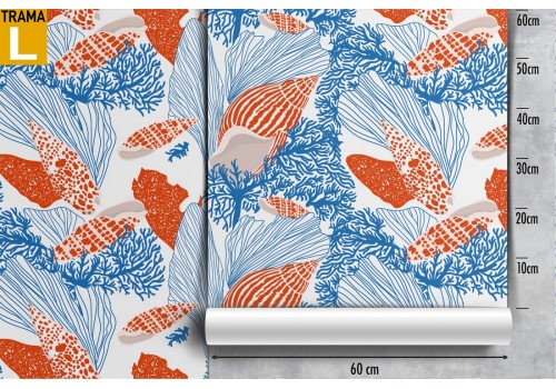 Wallpaper with shells and corals marine decoration. 2