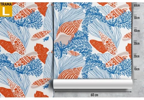 Wallpaper with shells and corals marine decoration. 2