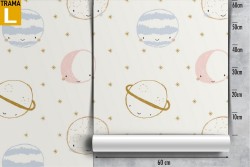 Carta da Parati pianeti e stelle bambini pattern.