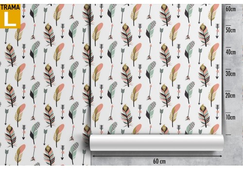 Wallpaper feathers and flowers pattern from the '70s. 2