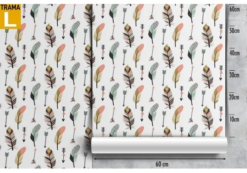 Wallpaper feathers and flowers pattern from the '70s. 2