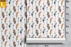 Carta da Parati piume e fiori pattern anni '70.