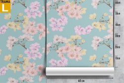 Carta da Parati fiori rosa e gialli natura pattern anni '70.