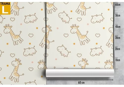 Carta da Parati giraffe ippopotami natura animali bambini. 2