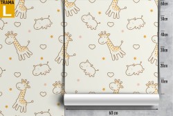 Carta da Parati giraffe ippopotami natura animali bambini.