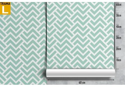Wallpaper with '70s stripe pattern in teal green. 2