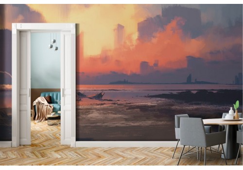 Wallpaper illustration city landscape