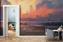 Carta da Parati illustrazione paesaggio città