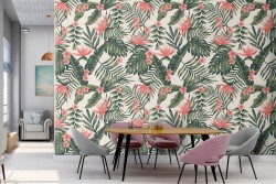 Tropical leaves and flowers wallpaper abstract nature.