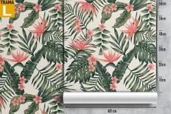 Carta da Parati foglie e fiori tropicali natura astratta.