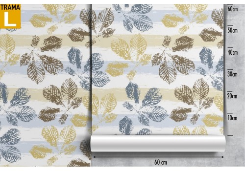 Wallpaper with stylized leaves and stripe pattern from the '70s. 2