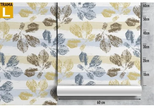 Wallpaper with stylized leaves and stripe pattern from the '70s. 2