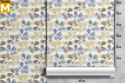 Vintage Nature Leaves Wallpaper Stripes and Waves