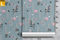 Wallpaper with stylized leaves and flowers pattern from the '70s.