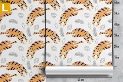 Wallpaper cat stylized animals pattern for children.