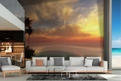 Desert oasis landscape wallpaper