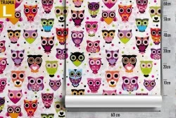 Stylized owl wallpaper decoration for children.