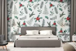 Nature leaves Christmas pattern wallpaper.