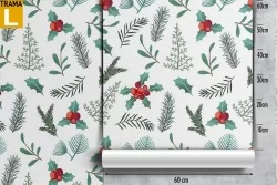 Nature leaves Christmas pattern wallpaper.