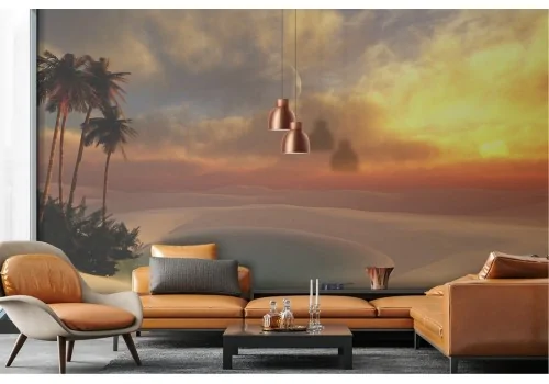 Desert oasis landscape wallpaper 2