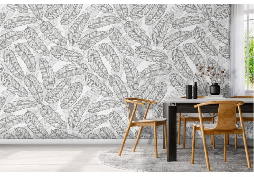 Carta da Parati piume stilizzate pattern design.