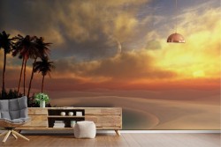 Desert Oasis Trees Wallpaper