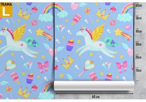 Unicorns and rainbows children's wallpaper pattern. 2