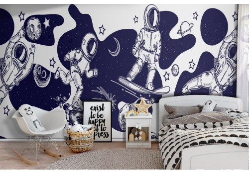 Carta da Parati astronauti decorazione bambini.