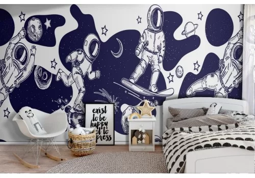 Carta da Parati astronauti decorazione bambini.