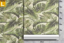 Stylized tropical leaves wallpaper pattern.